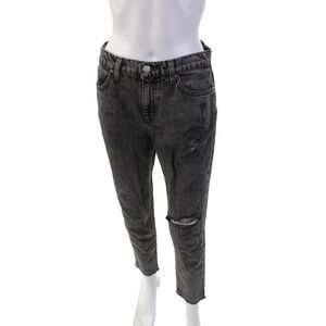 IRO Jeans Womens Cotton Distressed Raw Hem Straight Leg Jeans Gray Size 26